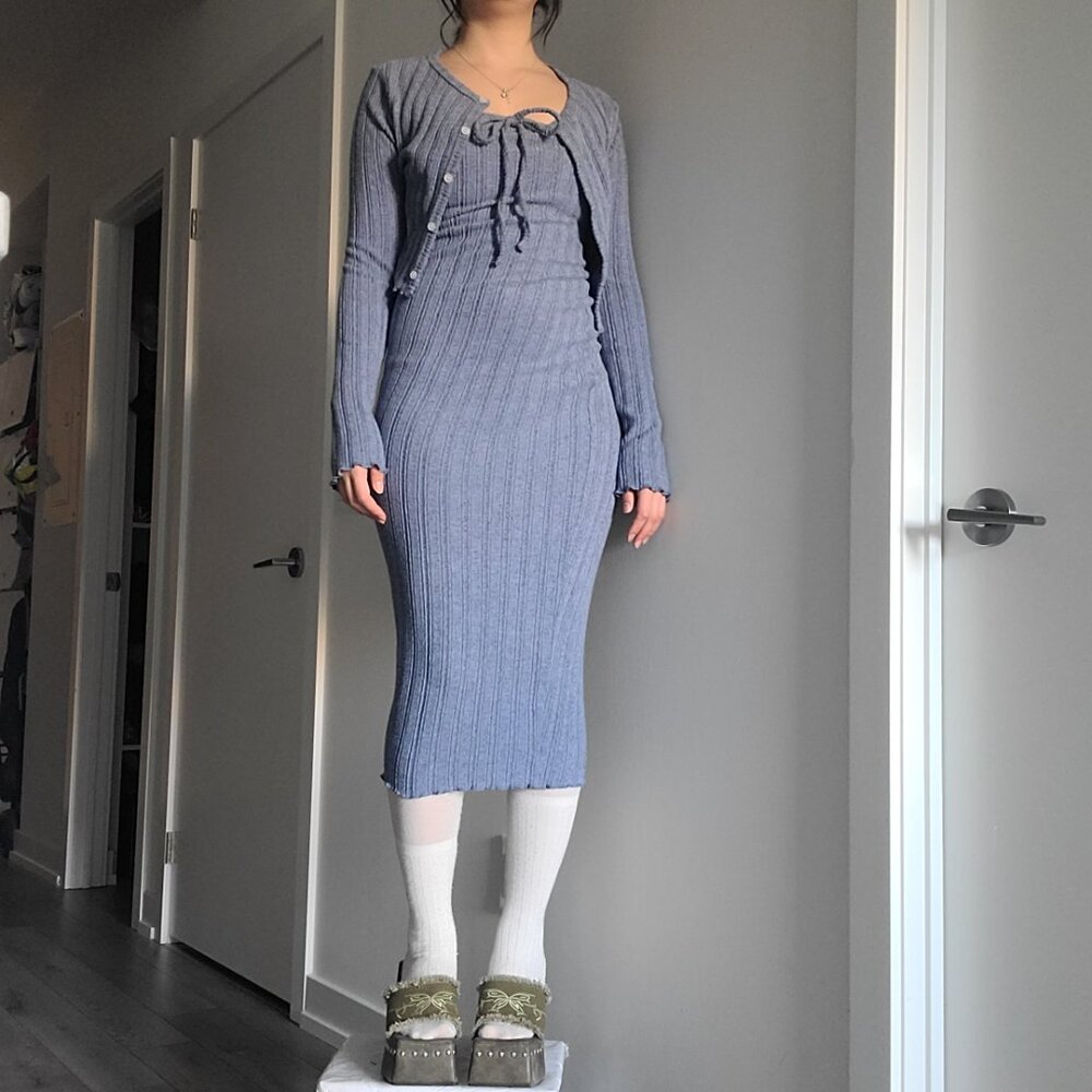 Cardigan + Tube Bodycon Dress Set 2 Piece Setup